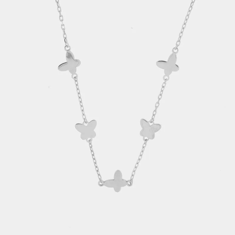 Collana in Argento 925 con ciondoli farfalla placcato rodio - BYSIMON gioielli