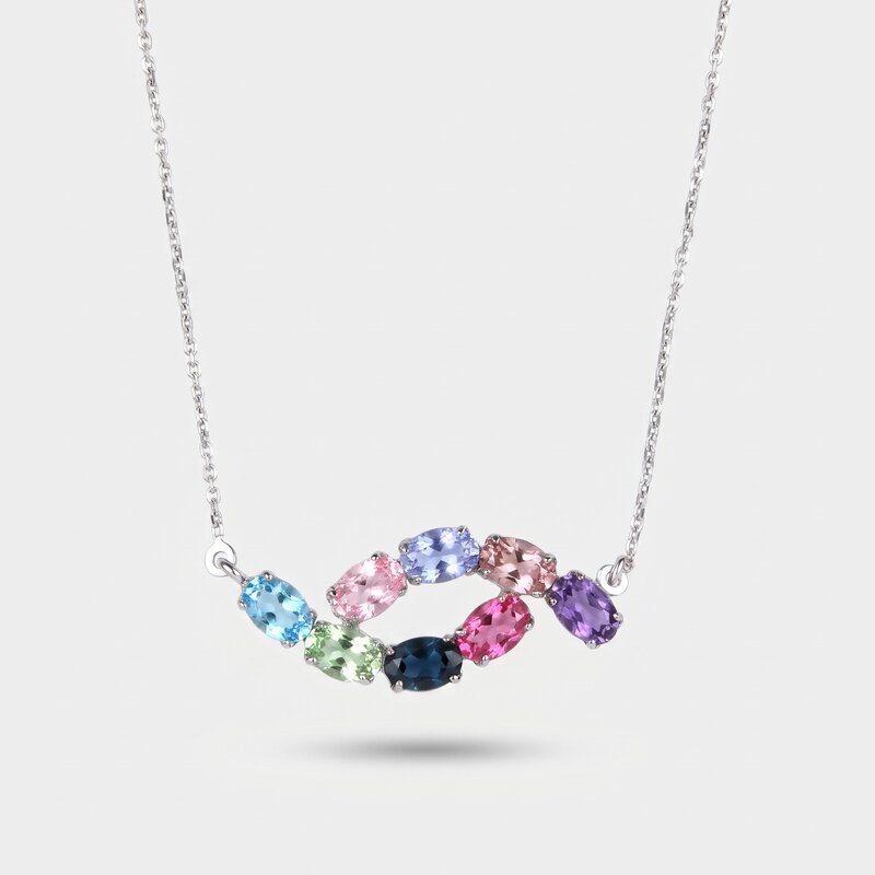 Collana in Argento 925 con cristalli colorati - BYSIMON gioielli