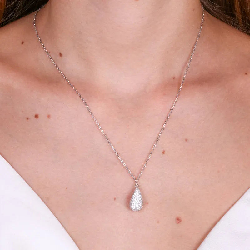 Collana in Argento 925 ovale con zirconi - BYSIMON gioielli