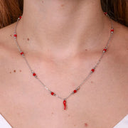 Collana in Argento 925 con corno rosso