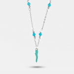 Collana in argento 925 con corno azzurro portafortuna | cornetto argento portafortuna | BYSIMON