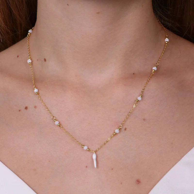 Collana in Argento 925 con corno bianco - BYSIMON gioielli