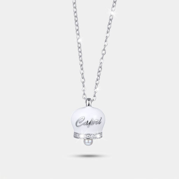 Collana in Argento 925 con campanella bianca Capri e zirconi