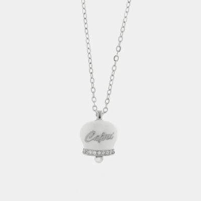 Collana in Argento 925 con campanella bianca Capri e zirconi