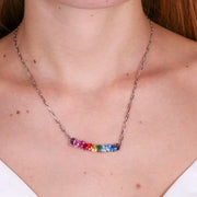 Collana in Argento 925 con cristalli multicolor