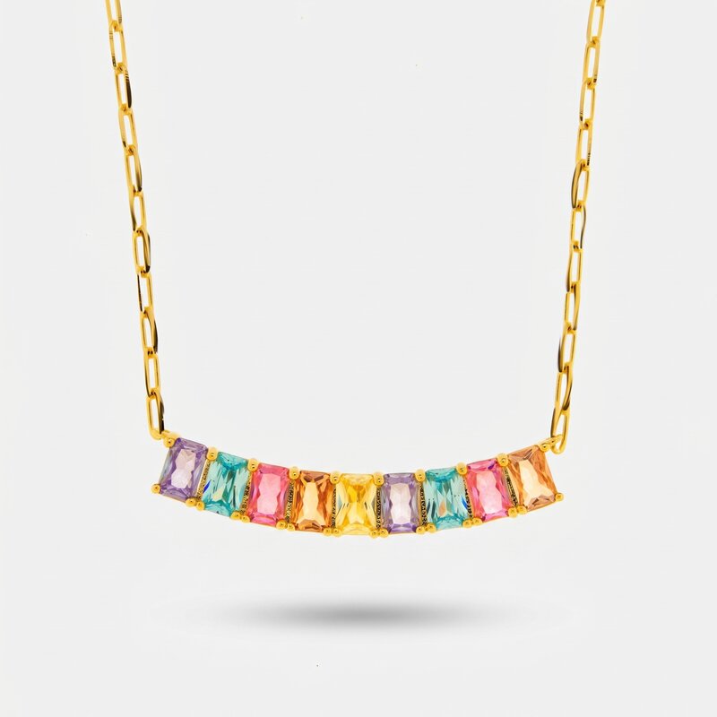 Collana in Argento 925 con zirconi multicolor - BYSIMON gioielli