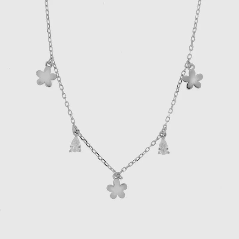 Collana in Argento 925 con fiori e punti luce