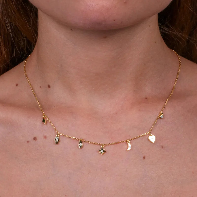 Collana in Argento 925 con simboli pendenti