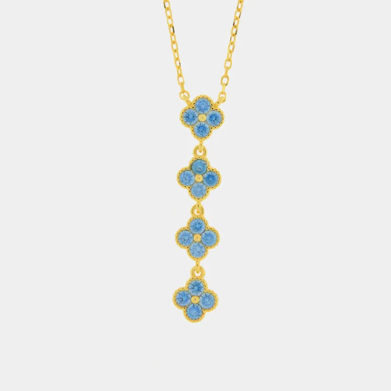 Collana in Argento 925 con fiori azzurri pendenti