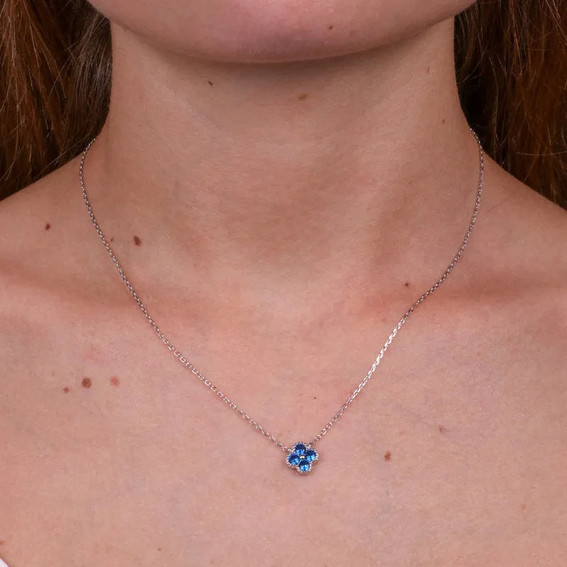 Collana in Argento 925 con fiore blu