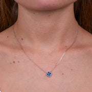 Collana in Argento 925 con fiore blu