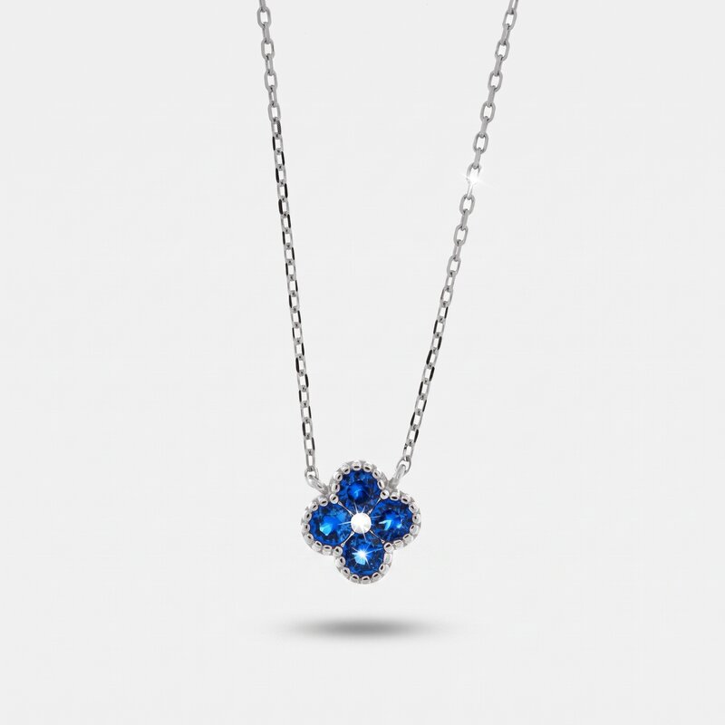 Collana in Argento 925 con fiore blu - BYSIMON gioielli