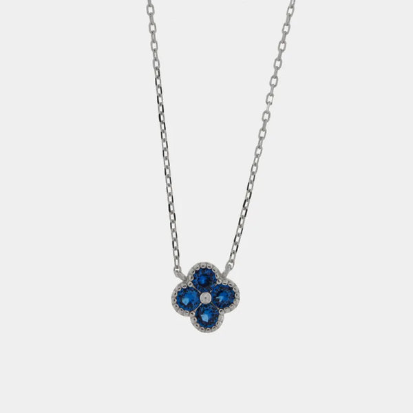 Collana in Argento 925 con fiore blu - BYSIMON gioielli