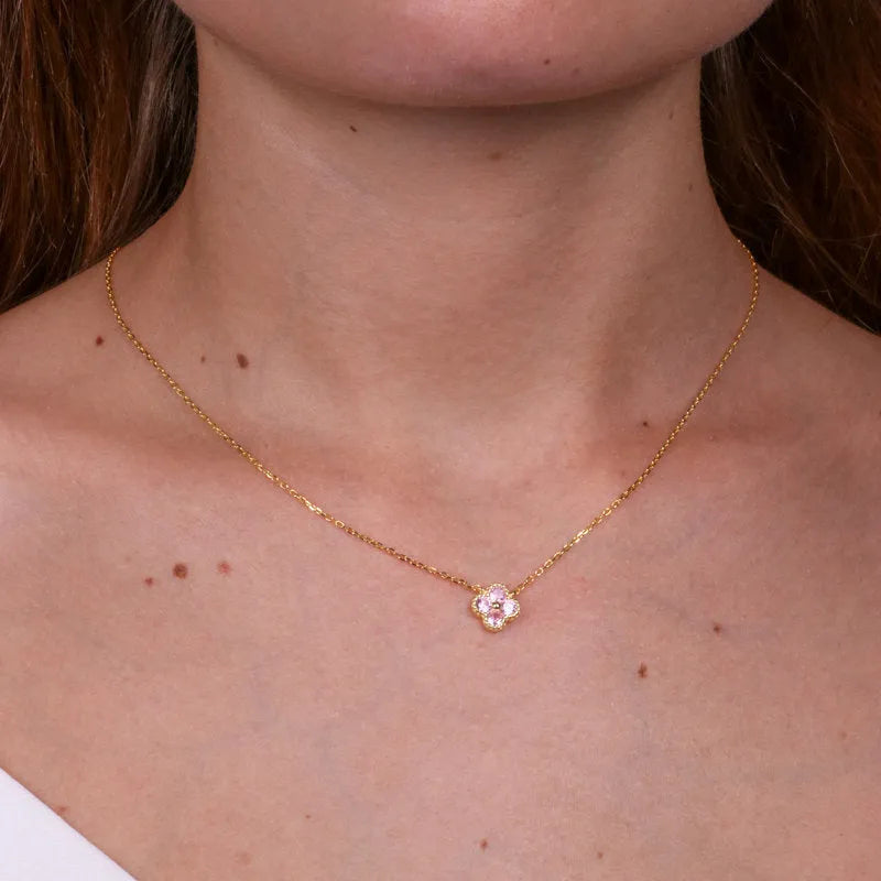 Collana in Argento 925 con fiore rosa - BYSIMON gioielli