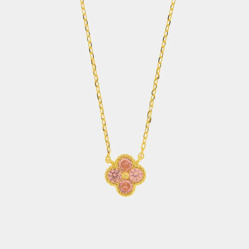 Collana in Argento 925 con fiore rosa - BYSIMON gioielli