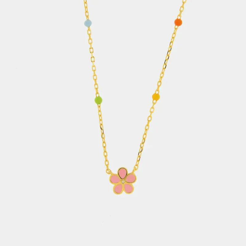 Collana in Argento 925 con fiore rosa - BYSIMON gioielli