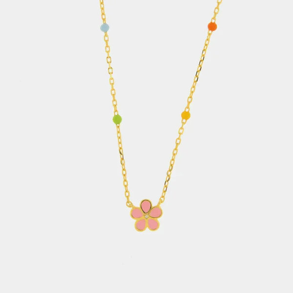 Collana in Argento 925 con fiore rosa - BYSIMON gioielli