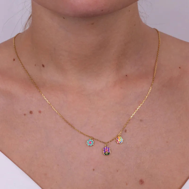 Collana in Argento 925 con fiori pendenti - BYSIMON gioielli