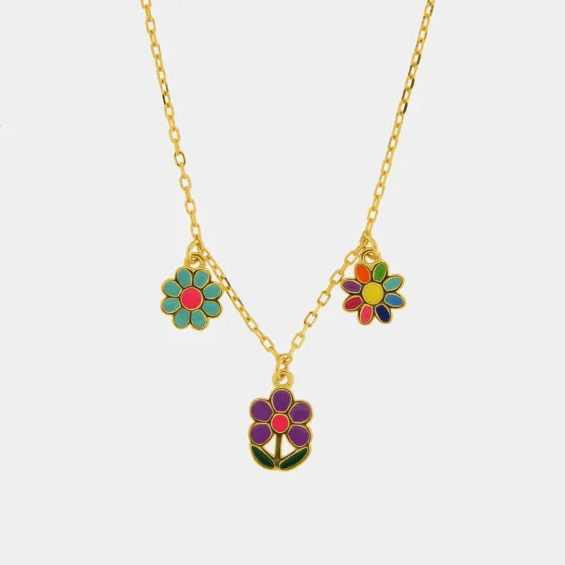 Collana in Argento 925 con fiori pendenti