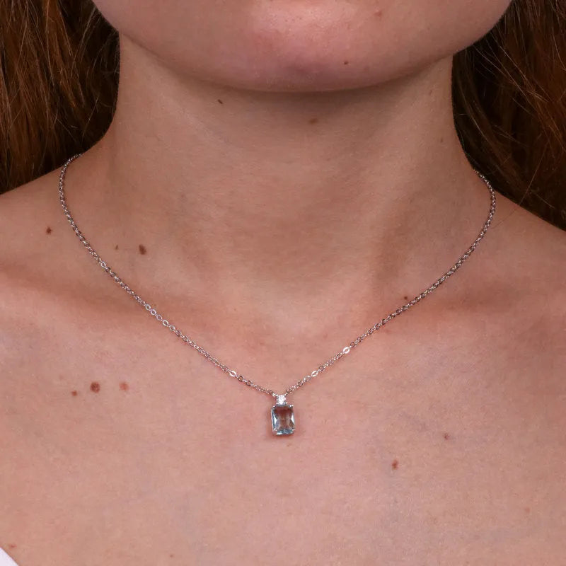 Collana in Argento 925 con cristallo quadrato - BYSIMON gioielli