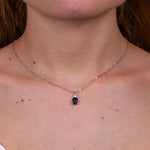 Collana in Argento 925 con cristallo ovale blu e zircone BYSIMON - gioiello BySimon