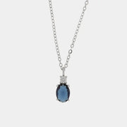Collana in Argento 925 con cristallo ovale blu e zircone