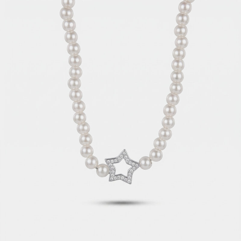 Collana in Argento 925 con perline e stella di zirconi - BYSIMON gioielli