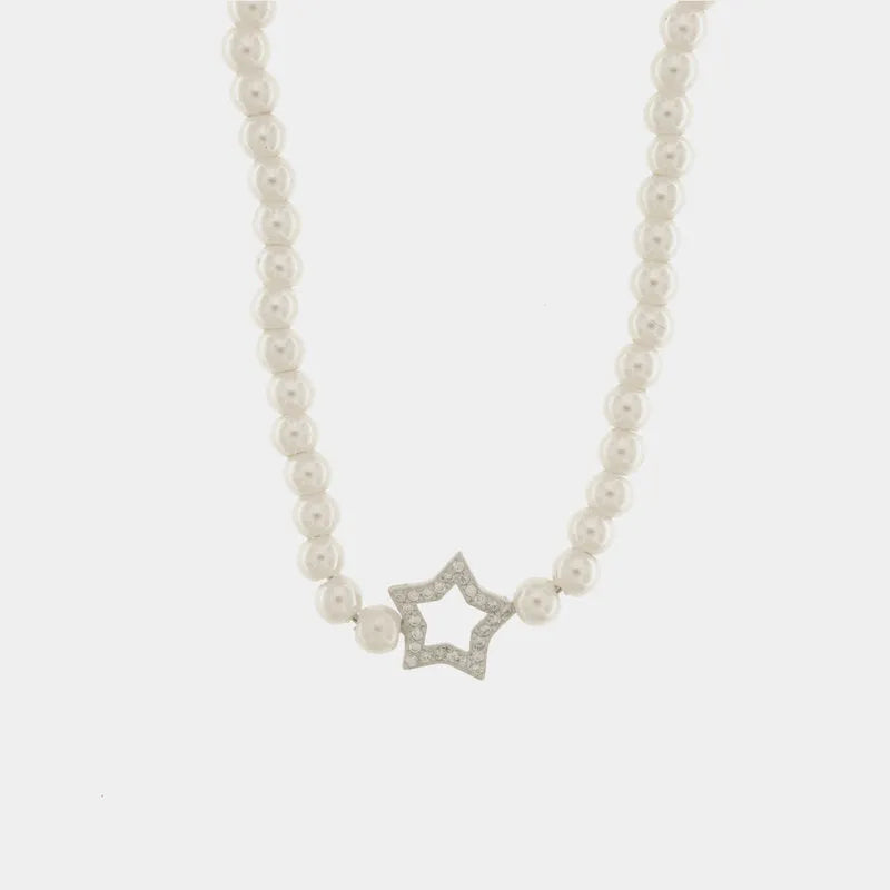 Collana in Argento 925 con perline e stella di zirconi