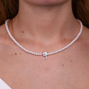 Collana in Argento 925 con perle e quadrifoglio