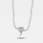 Collana in Argento 925 con perle e quadrifoglio - BYSIMON gioielli