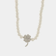 Collana in Argento 925 con perle e quadrifoglio