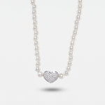 Collana in Argento 925 con perline e cuore di zirconi - BYSIMON gioielli