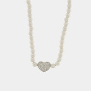 Collana in Argento 925 con perline e cuore di zirconi