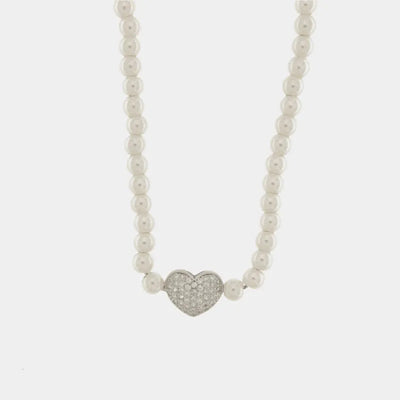 Collana in Argento 925 con perline e cuore di zirconi - BYSIMON gioielli