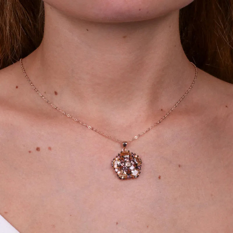 Collana in Argento 925 in stile antico con fiore e zirconi Collezione Novecento - BYSIMON gioielli