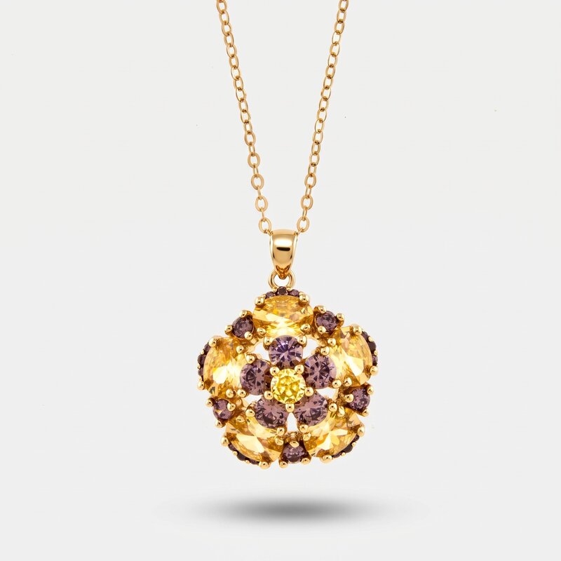 Collana in Argento 925 in stile antico con fiore e zirconi Collezione Novecento - BYSIMON gioielli
