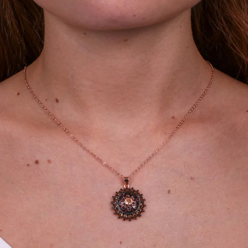 Collana in Argento 925 in stile antico con fiore e zirconi Collezione Novecento - BYSIMON gioielli