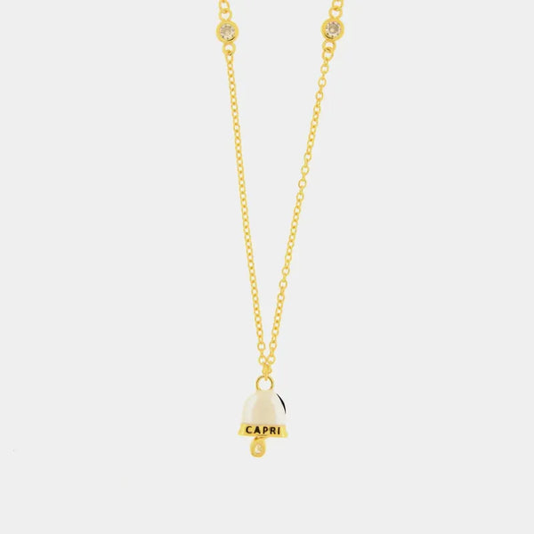 Collana in Argento 925 con campanella bianca con scritta Capri