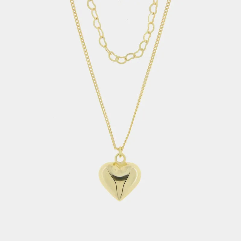 Collana in Argento 925 doopio filo con catena e cuore pendente
