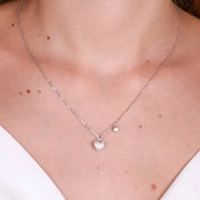 Collana in Argento 925 con cuore di zircone pendente e puntoluce