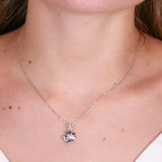 Collana in Argento 925 con quadrifoglio pendente e zircone blu
