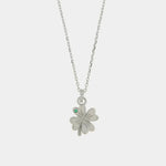 Collana in Argento 925 con quadrifoglio pendente e zircone blu