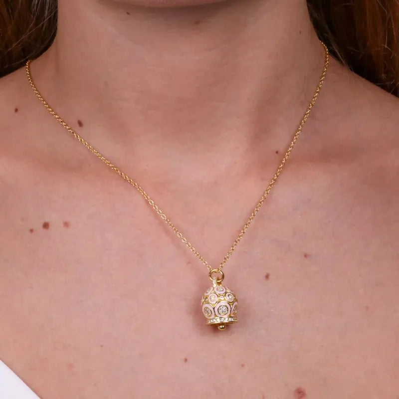 Collana in Argento 925 con campanella pendente e zirconi