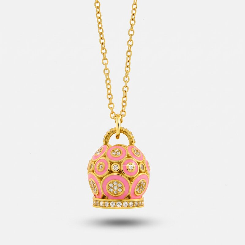 Collana in Argento 925 con campanella pendente e zirconi
