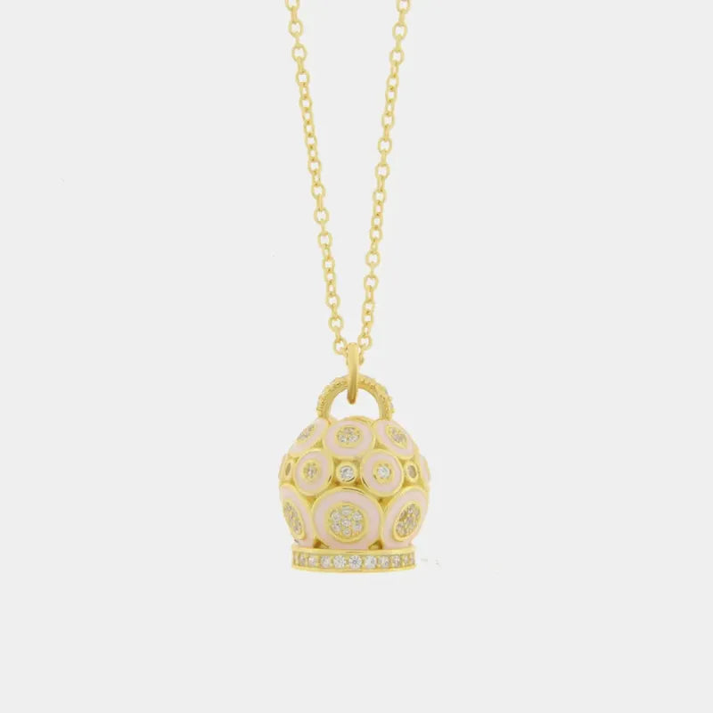 Collana in Argento 925 con campanella pendente e zirconi