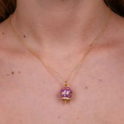 Collana in Argento 925 con campanella con cerchi viola e zirconi
