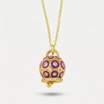 Collana in Argento 925 con campanella con cerchi viola e zirconi