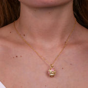 Collana in Argento 925 con campanella con fiore rosa