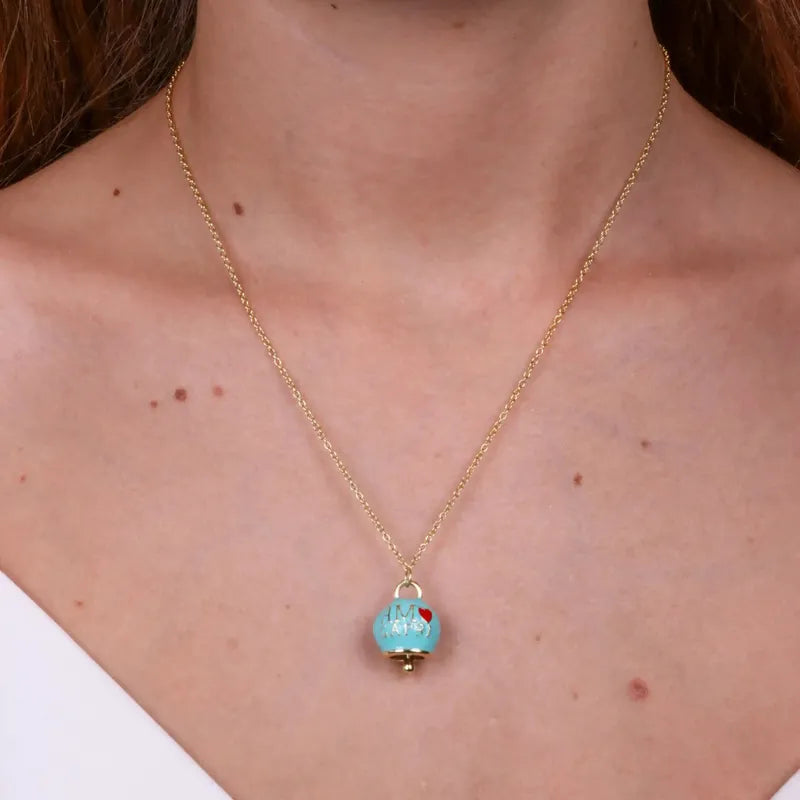 Collana in Argento 925 campanella verde acqua