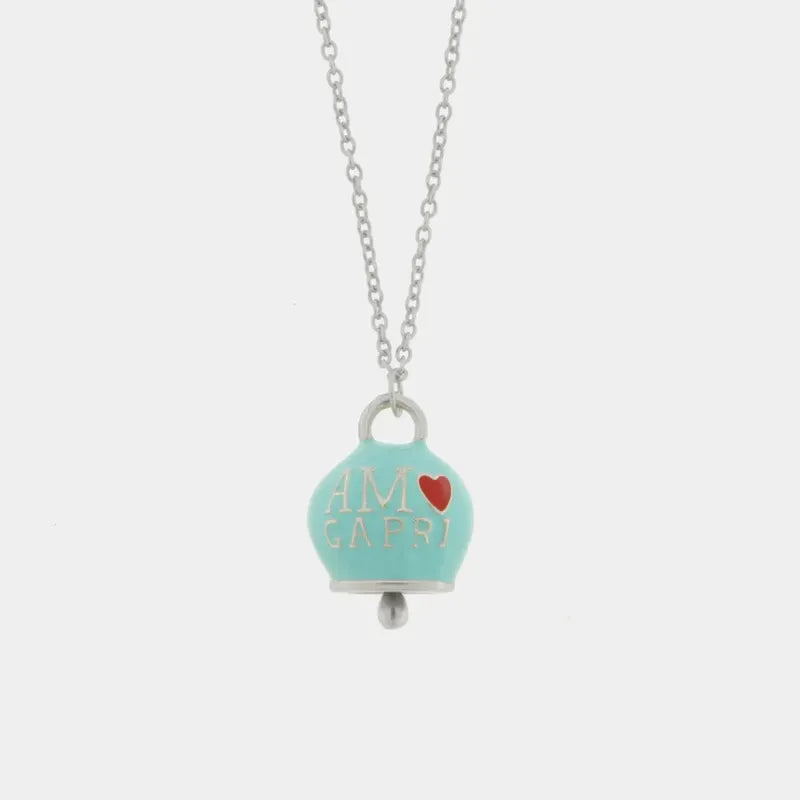 Collana in Argento 925 campanella verde acqua